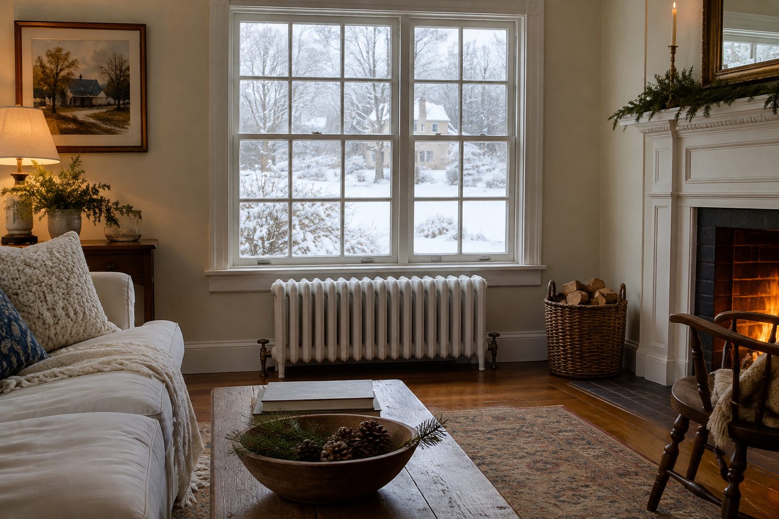 cast iron radiator colonial living room