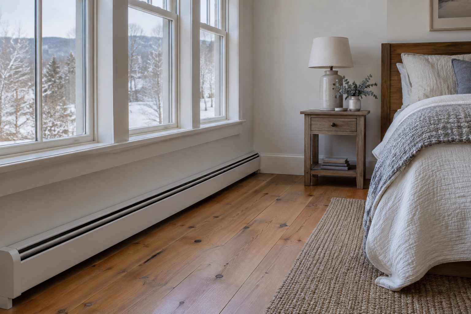 hydronic baseboard heat bedroom